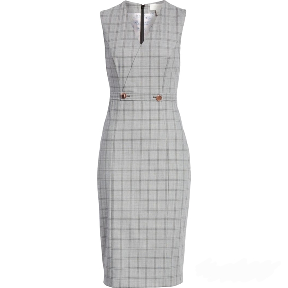 🆕️ Ted Baker Working Title Ristad Check Sheath Dress - Picture 13 of 15
